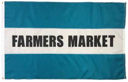 Farmers Market Turquoise White Turquoise Flag