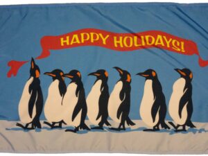 Happy Holidays Penguins Flag, Nylon 2′ X 3′