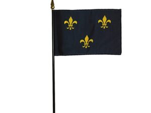 French Fleur-de-lis Blue Gold Desk Flag, 4″ X 6″