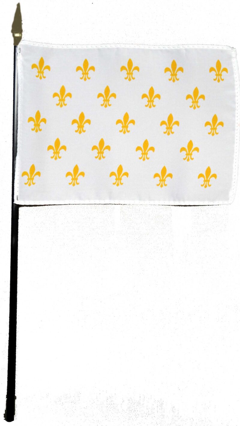French Fleur De Lis White Gold 23 Desk Flag