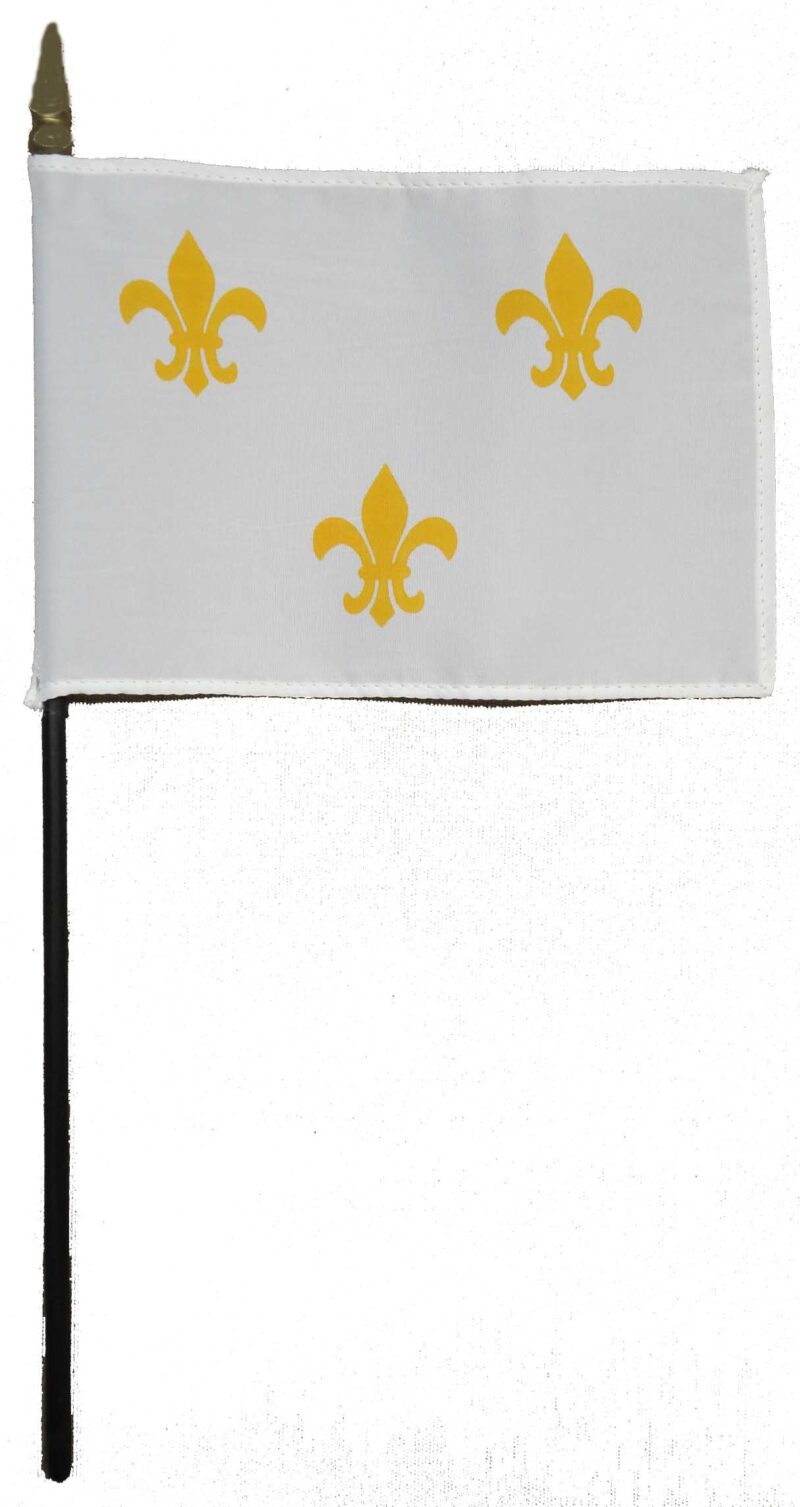 French Fleur De Lis White Gold Desk Flag