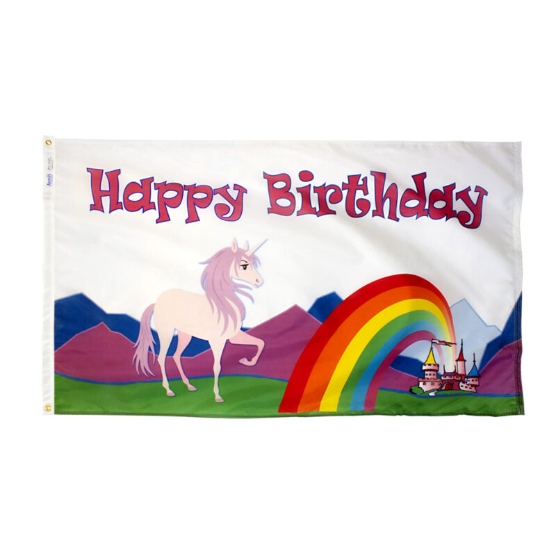 Happy Birthday Flag Unicorn
