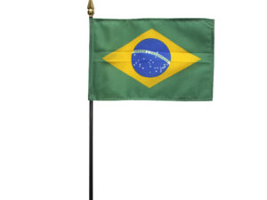 Brazil Miniature Desk Flag, 4″ X 6″
