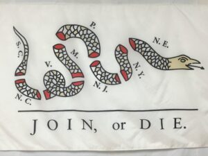 Join or Die Ben Franklin, Nylon 3′ X 5′