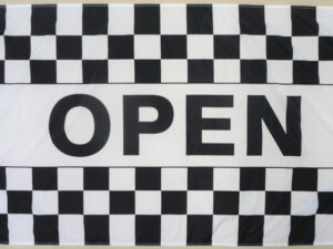 Open Checkered Message Flag, 3′ X 5′