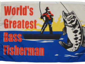 Worlds Greatest Bass Fisherman Flag, Nylon 12″ X 18″